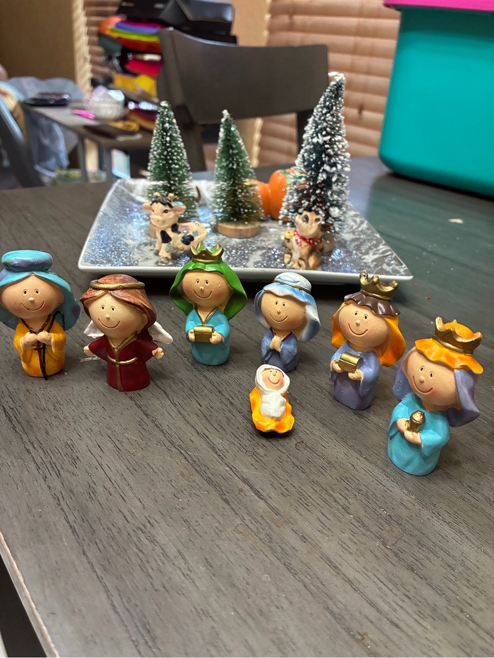 Children's Nativity Set 7-Piece Youth Christmas Decor Holiday Time (2-3” height)